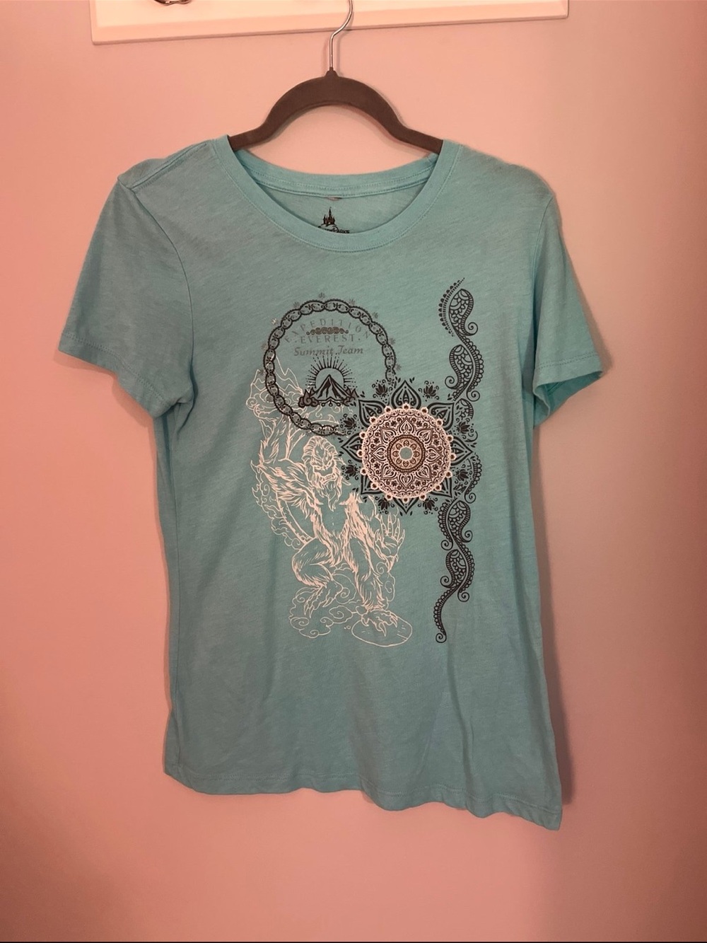 Disney Expedition Everest Light Teal Short Sleeve Graphic Crewneck Tee